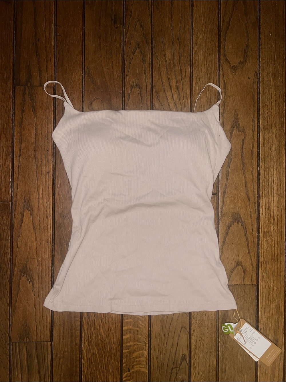 OGL Cream Ribbed Square Neck Brami Camisole Built In Bra Size Small NWT